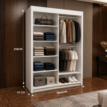 LYON Sliding Door Wardrobe with Mirror – Multiple Sizes & Colours
