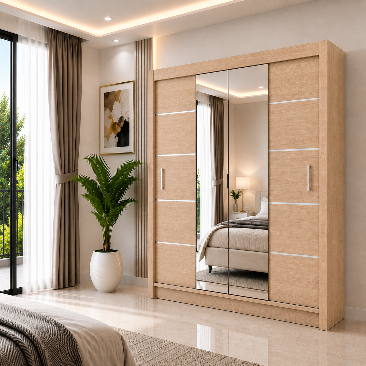 OSLO Sliding Door Wardrobe with Mirror – 2 or 3 Doors – Multiple Sizes & Colours – Shelves, Rails & Drawers