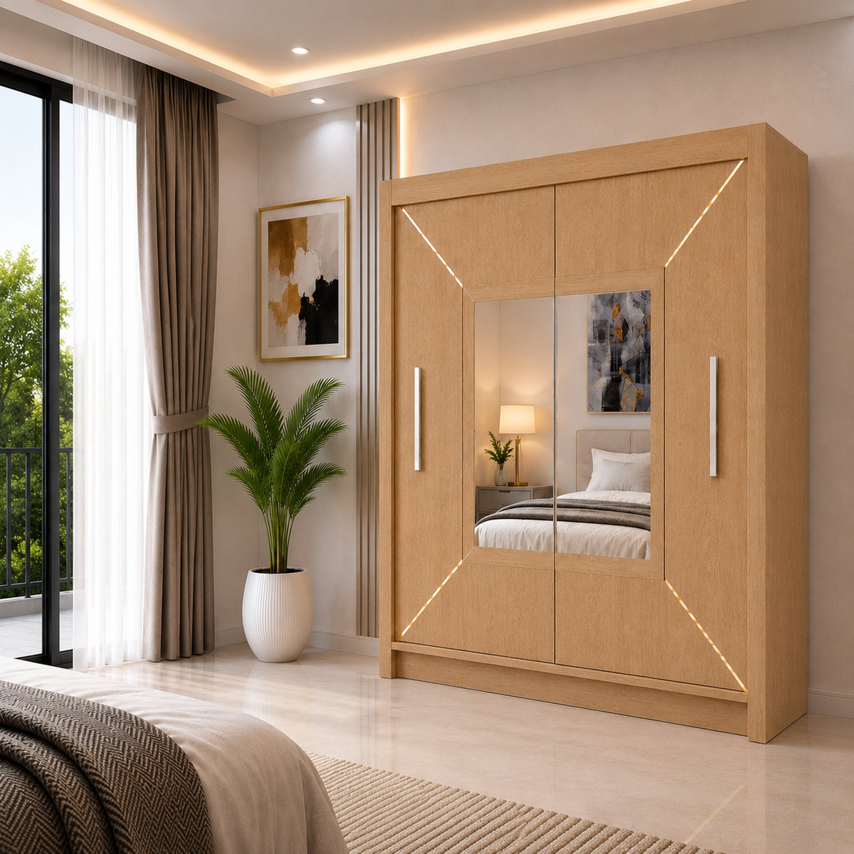 VENICE Sliding Door Wardrobe with Mirror – Multiple Sizes & Colours, Shelves & Hanging Rails