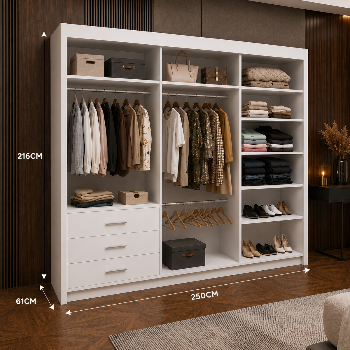 Milan Sliding Door Wardrobe with Mirror – 2 or 3 Doors, Multiple Sizes & Colours, Shelves & Drawers