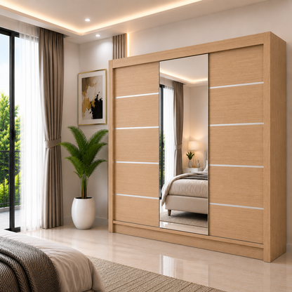 LYON Sliding Door Wardrobe with Mirror – Multiple Sizes & Colours