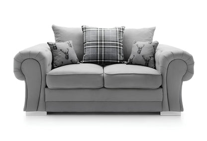 Verona Chenille Corner Sofa – Scroll Arm Tufted Design, 2 & 3 Seater, Chrome Legs