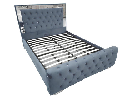 Plush Velvet Ottoman Storage Bed with Gas Lift – Double & King Size, Blue, Black or Grey