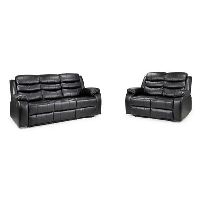 Roma Recliner Sofa Set 3+2+1 – Air Leather Reclining Sofas with Cup Holders, Black or Brown