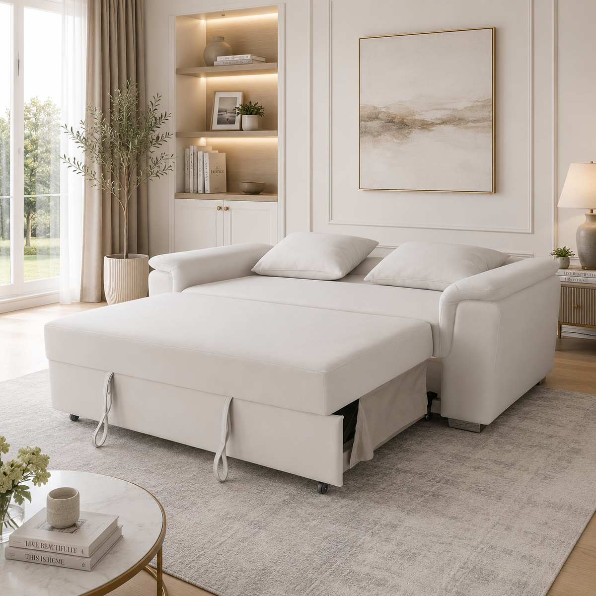 Tokyo 2 Seater Pull Out Sofa Bed – Plush Velvet Fabric