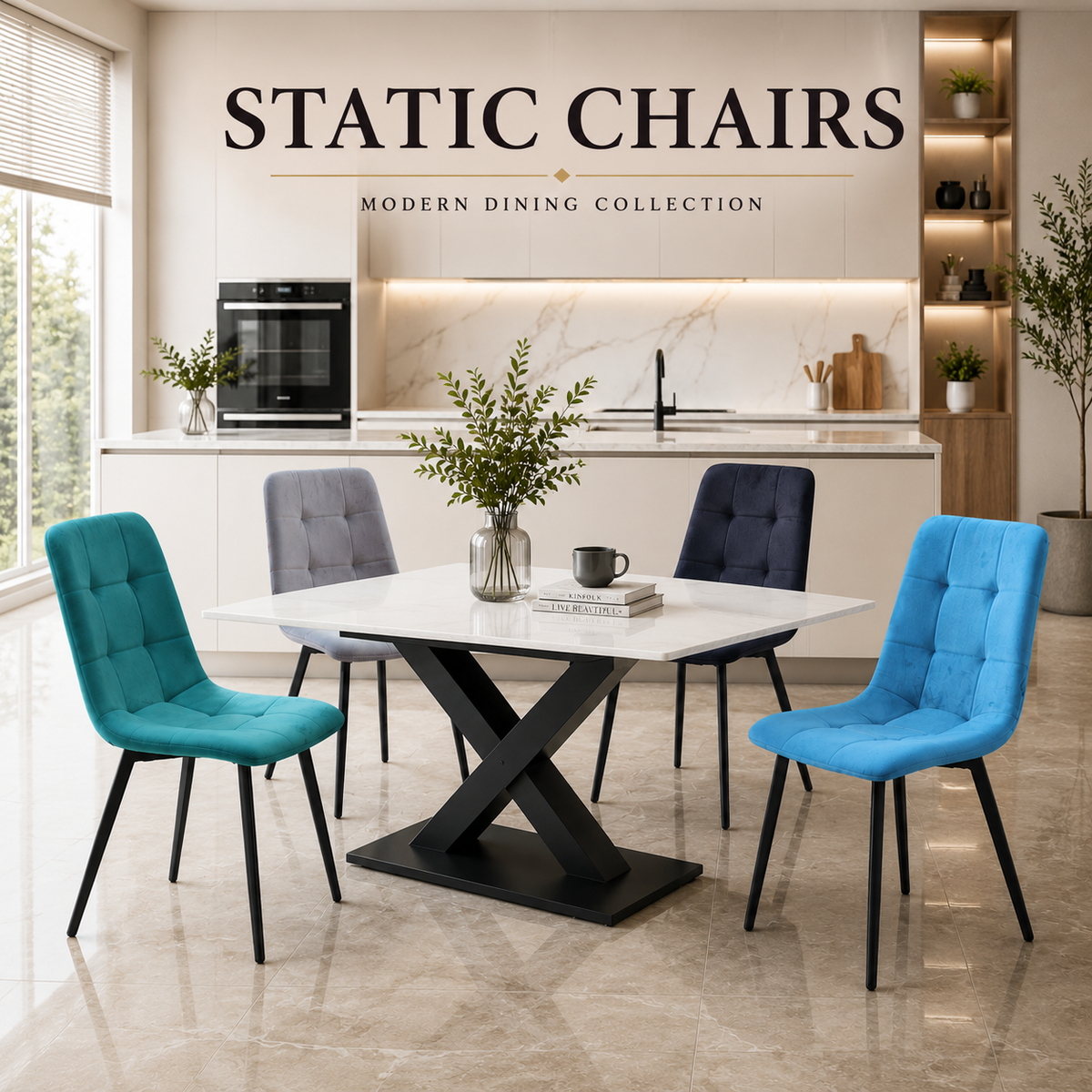 Nordic Rock Extendable Ceramic Dining Table – Sintered Stone Top, Seats 6, Modern Dining Table