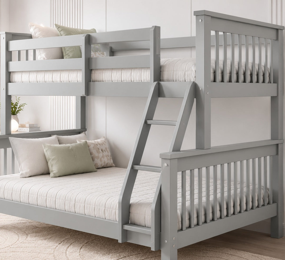 Lily Wooden Trio Bunk Bed with Guest bed – Space-Saving Solid Pine Frame – Optional Storage Drawers