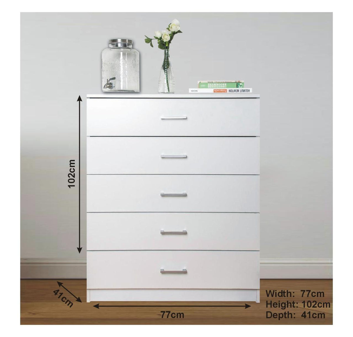 Chester 5-Drawer Chest – Classic Bedroom Storage Unit – Multiple Colours – Pre-Assembled Option Available