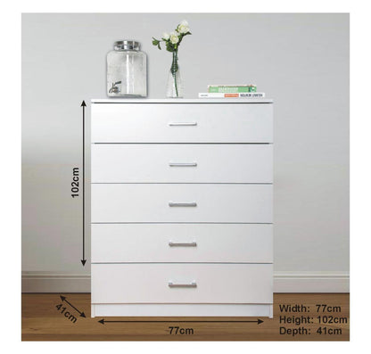 Chester 5-Drawer Chest – Classic Bedroom Storage Unit – Multiple Colours – Pre-Assembled Option Available