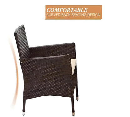 5-Piece Rattan Patio Dining Set – Brown Wicker Chairs & Glass-Top Table – Outdoor Garden Furniture for 4